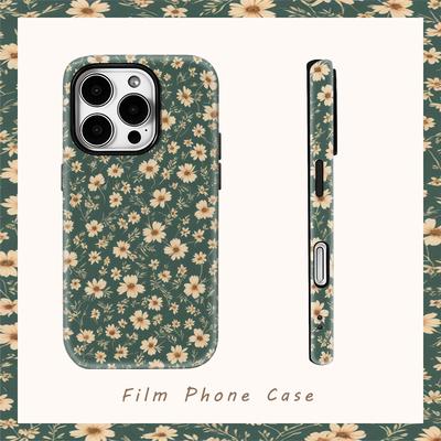 Kleine Grüne Blume Muster Handyhülle für IPhone 16 15 14 13 12 11 X XS XR XSMAX 7 8 Pro Max Plus Doppelschichtige Rückabdeckung