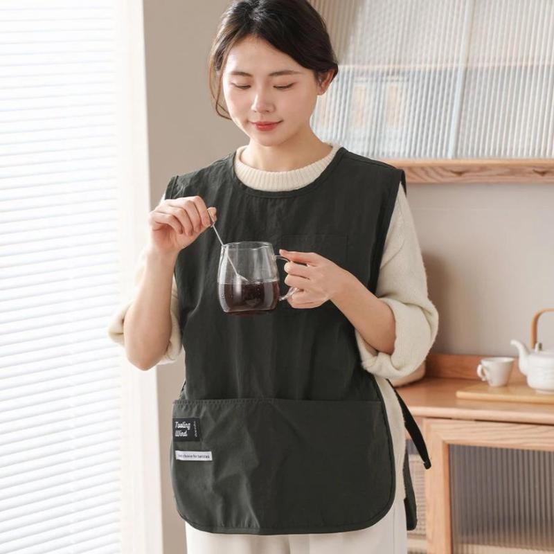 Waterproof Vest Apron Coffee Shop Cooking Aprons Oilproof Bbq Aprons With Big Pocket Kitchen Waiter Workwear Apron