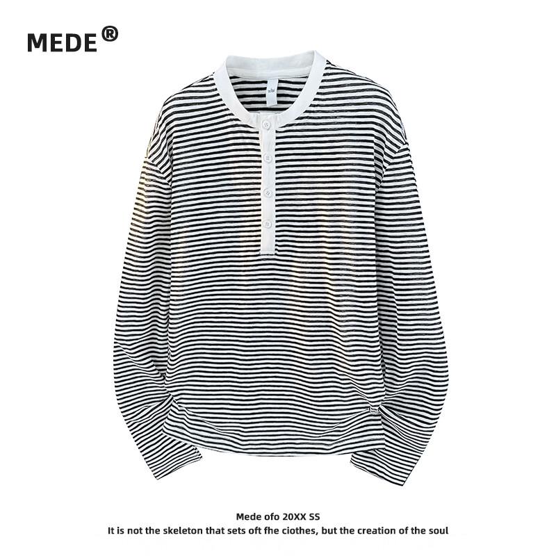 

Мужская футболка-henley с мелкой полоской и длинным рукавом MEDEins XL