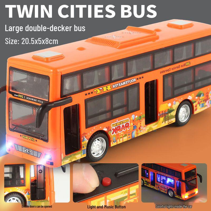 Children's Light & Sound Inertial Bus Toy with Opening Doors and Music
