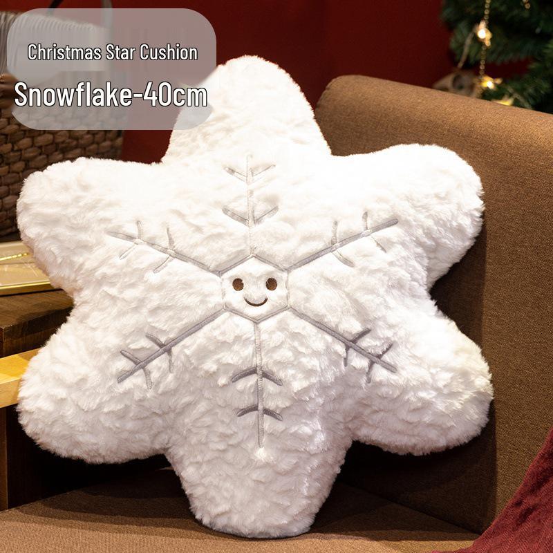 Christmas Gingerbread Man & Snowflake Throw Pillow - Holiday Decoration for Sofa & Living Room