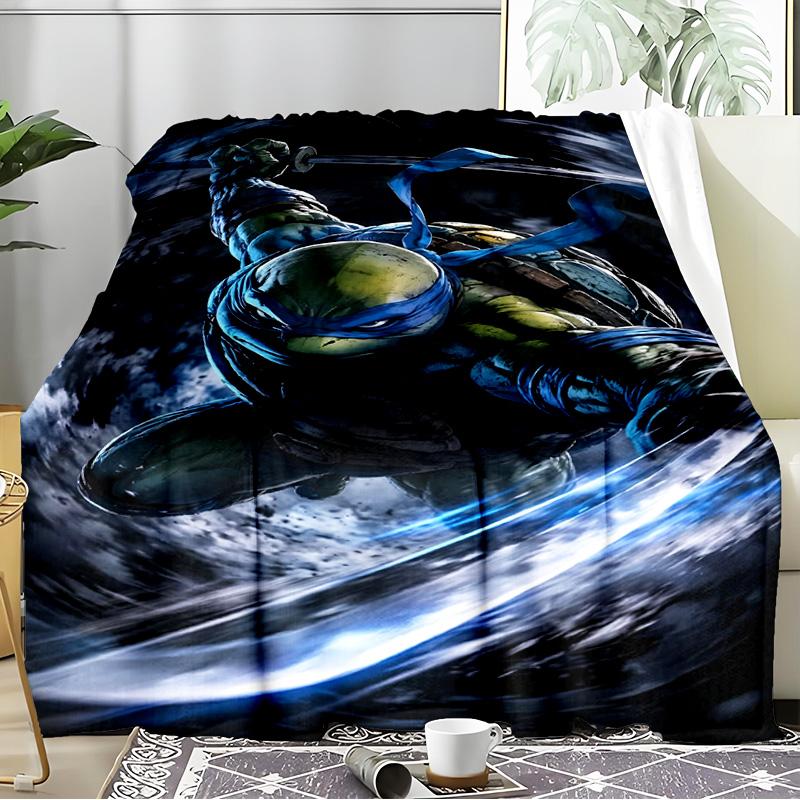 Turtles Team Adventure Blanket Flannel Throw for Sofa, Indoor, Camping, Living Room, Office, Chair, And Bed Soft Birthday Gift