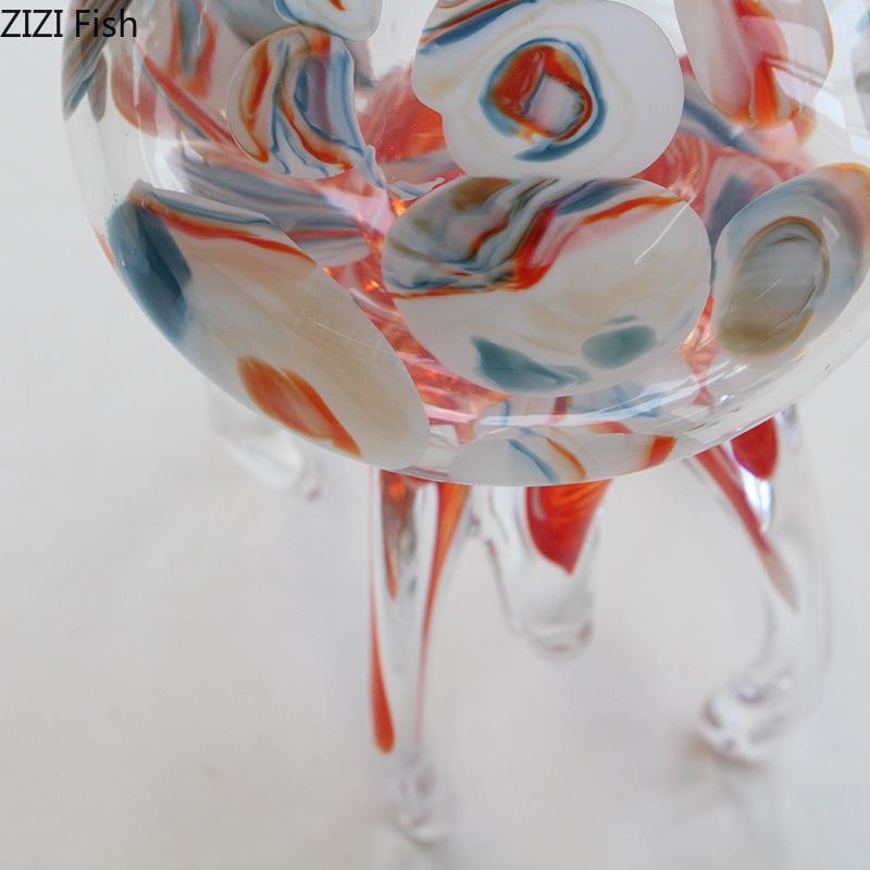 Colorful Ocean Jellyfish Glass Handicrafts Desk Decoration Exquisite Dreamy Jellyfish Ornaments Sculpture Room Aesthetic Decor