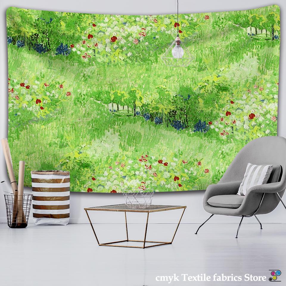 Van Gogh Oil Painting Almond Blossoms Tapestry Headboard Wall Art Bedspread Dorm Tapestry Home Decor