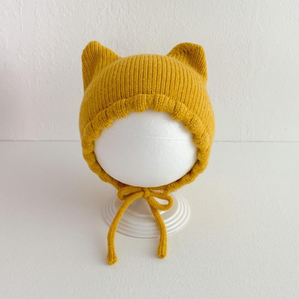 Winter Baby Knitting Hat Solid Color Ear Protection Cap Cute Cat Ear Knit Hat  Boys Girls