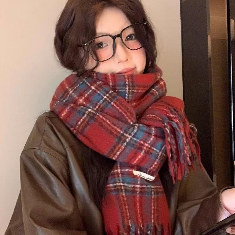 Rainbow Candy Beans Ideas Atmosphere Yarn New Korean Version Scarf Women's Winter Sweet Tassel Warm Imitation Cashmere Scarf