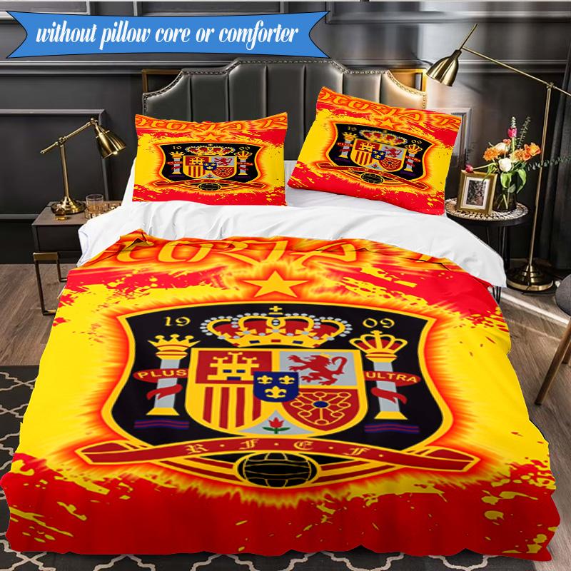 Set Biancheria da Letto 3 Pezzi con Stemma Calcio Spagnolo Gruppo Musicale K-pop, Ideale per Camera da Letto, Dormitorio, Include Copripiumino e 2 Federe, Regali per Fan