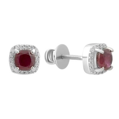 Silberohrringe mit natürlichem Rubin 1,655ct, Zirkonia (2198369)