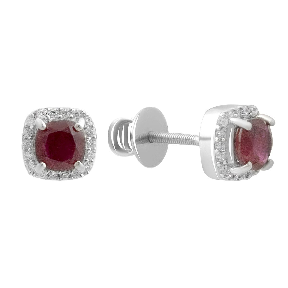 

Silver earrings with natural ruby 1.655ct, cubic zirconia (2198369) rubine червоний колір