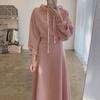 2024 Pink Loose Long-Sleeve Hoodie & High Waist Skirt Set