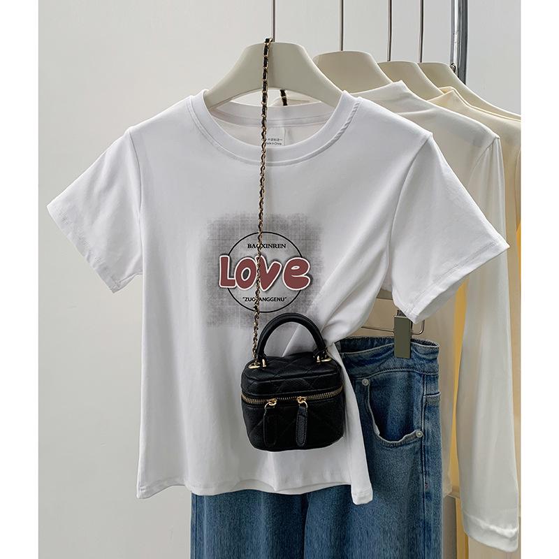 

Women s Summer 2024 Trendy Short-Sleeve Round Neck Slimming Print T-Shirt M