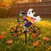 Gift for Garden Lovers Halloween Wizard/Ghost/Black Cat/Skeleton Bicycle Ground Stake Ornament, Metal Stakes, Yard Art Decorative Outdoor Statue Lawn