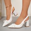Women High Heels Sandals Comfortable Light Luxury Pointed Toe Sandals French Style Slip-On Shoes Fashionable Spring Shoes Women