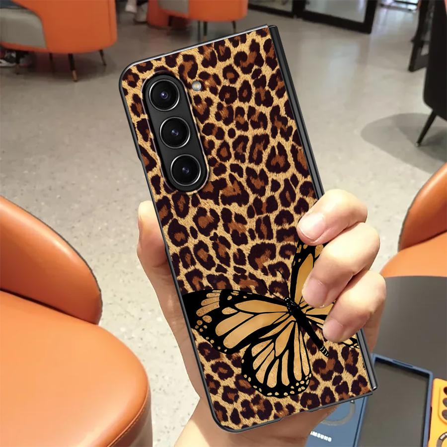 Case for Samsung Galaxy ZFold6 Z Fold 7 6 5 4 3 ZFold3 ZFold7 ZFold5 ZFold4 Back Phone Cover Fashion Leopard Pattern