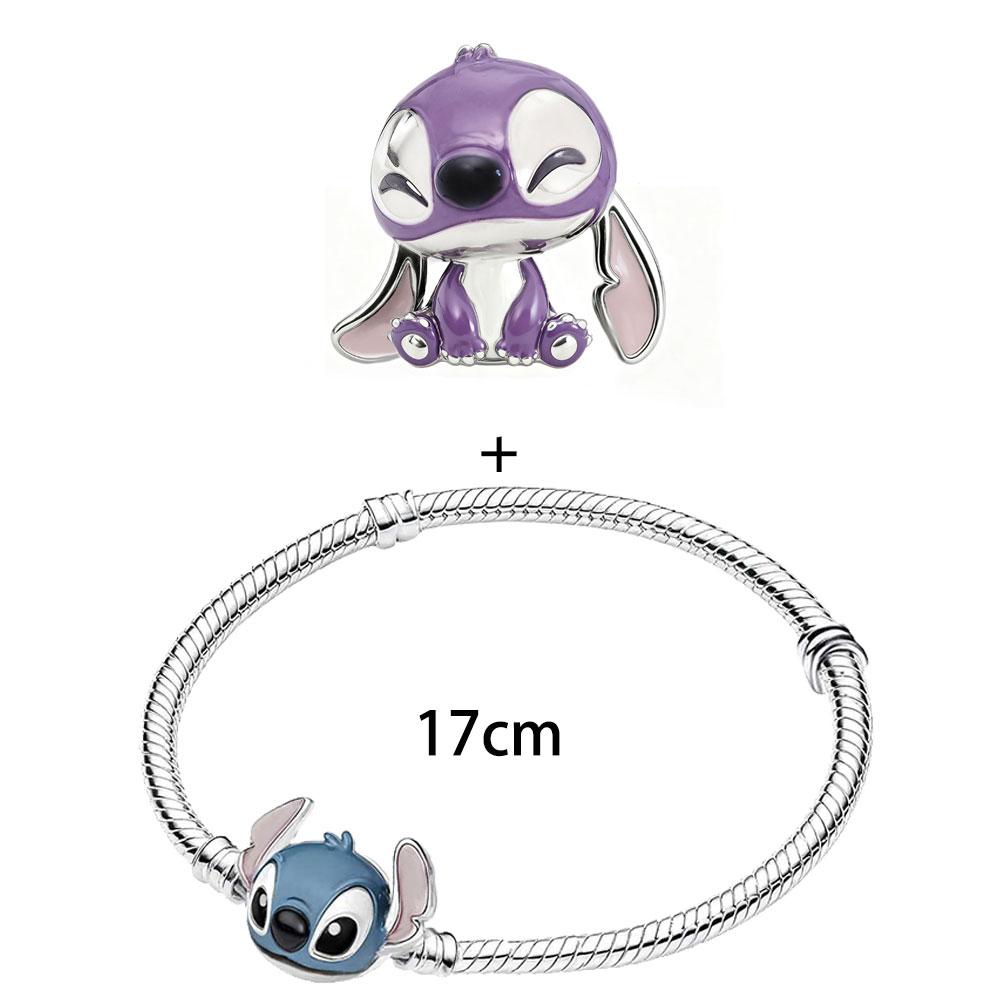 

DSN Срібний Шарм 925 проби Disney Стіч chibi стиль намистини для браслета-зміїнки мультяшний милий Шарм Прикраса Подарунок коричний