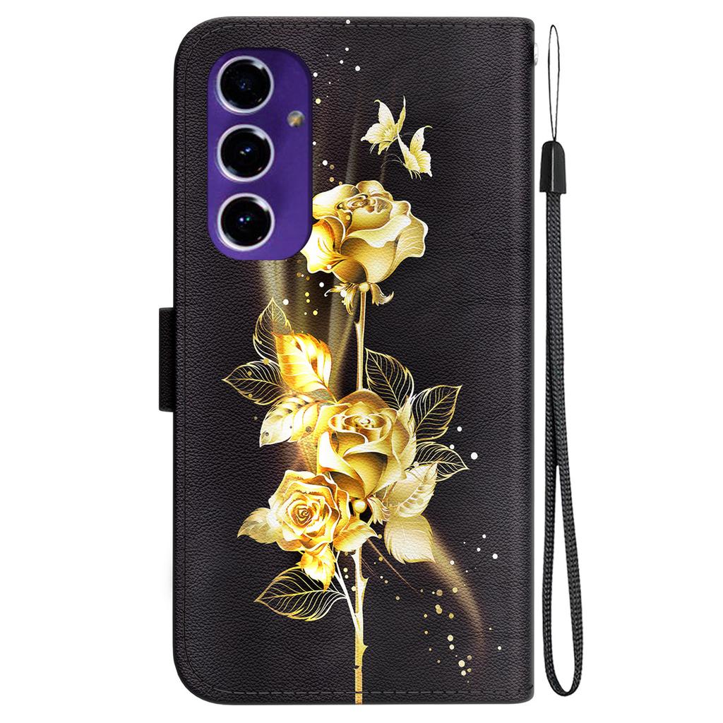 Wallet Phone Case for Samsung Galaxy S24 FE TPU+PU Leather Phone Stand Cover with Pattern Printing