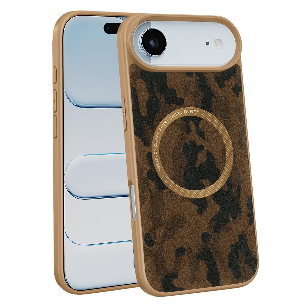 Luxury Ultra-Thin Camouflage Leather MagSafe Case For iPhone 17 Air 16 15 14 13 12 11 Pro Max Magnetic Wireless Charging Cover