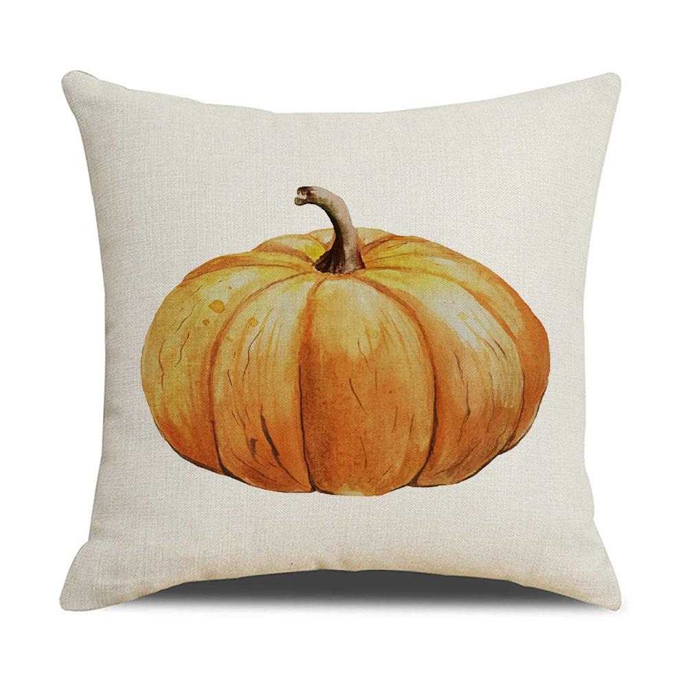 New Pumpkin Maple Leaf Autumn Thanksgiving Pillow Ins Nordic Linen Cushion Cushion Cover Home Products