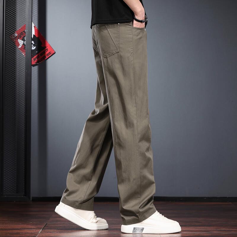 Jie Leinuo Men's Casual Wide-Leg Straight Trousers