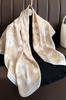 Beige Scarf 90x90 with White Polka Dots and Flowers - Delicate Elegance in a Vintage Style