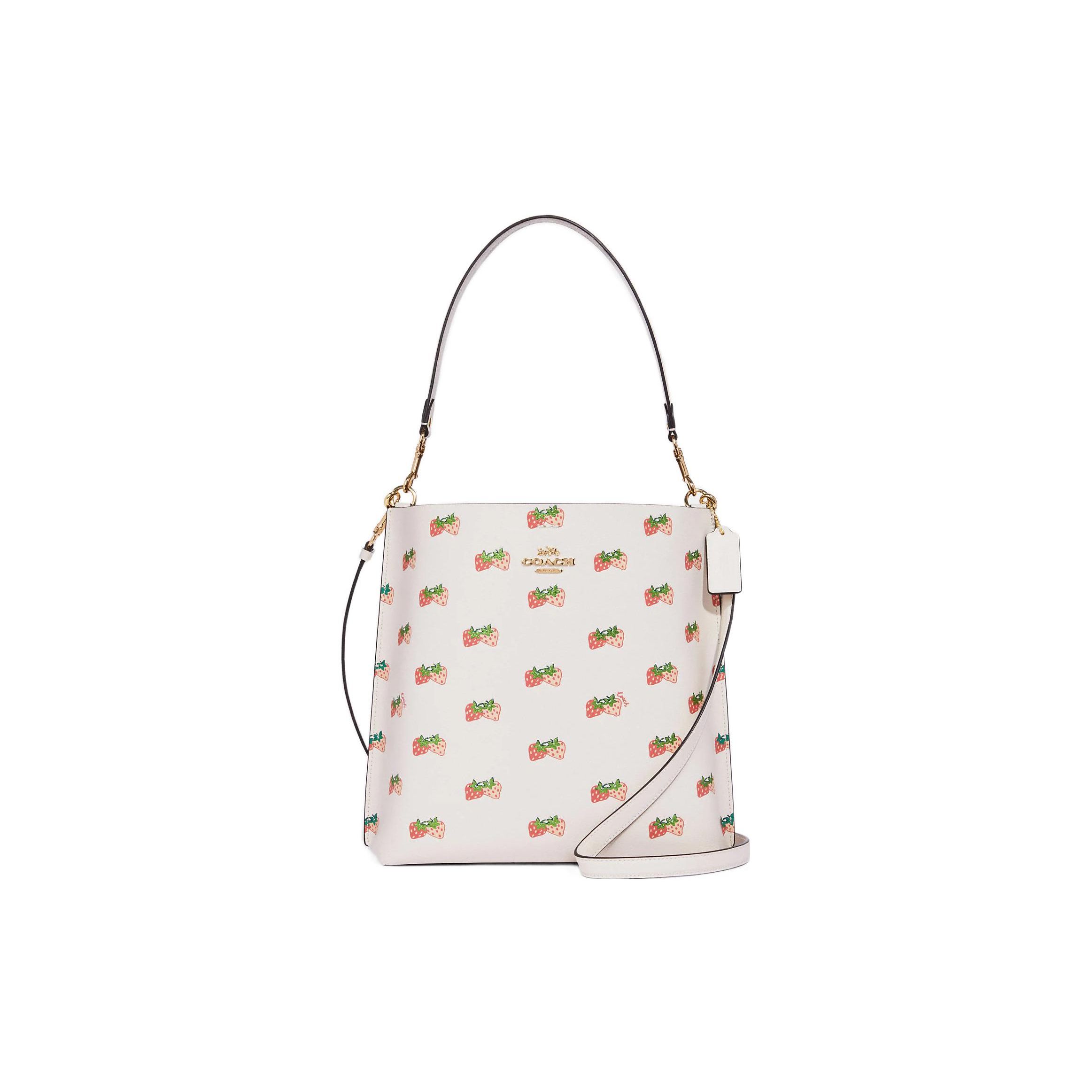 

Coach Mollie Strawberry Print Leather Bucket Bag Women Handbags White CB601-IMCAH Basic Set (Bag+Dust Bag)