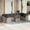 VidaXL Garden Lounge Set 11 Pcs with Light Grey Cushions Wicker 3266862