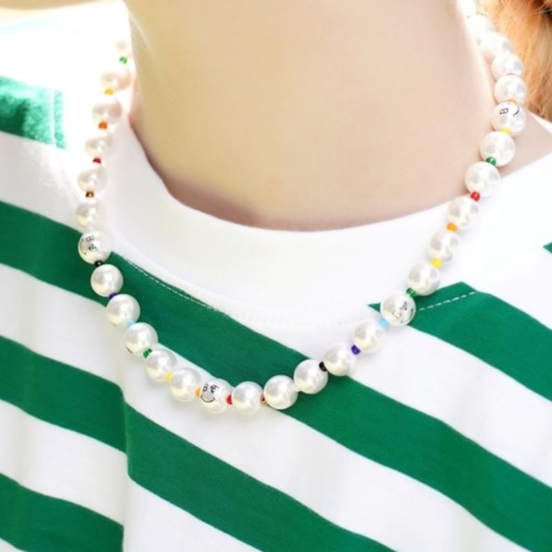 

BONBEAU Pearl smile color beads band Necklace free