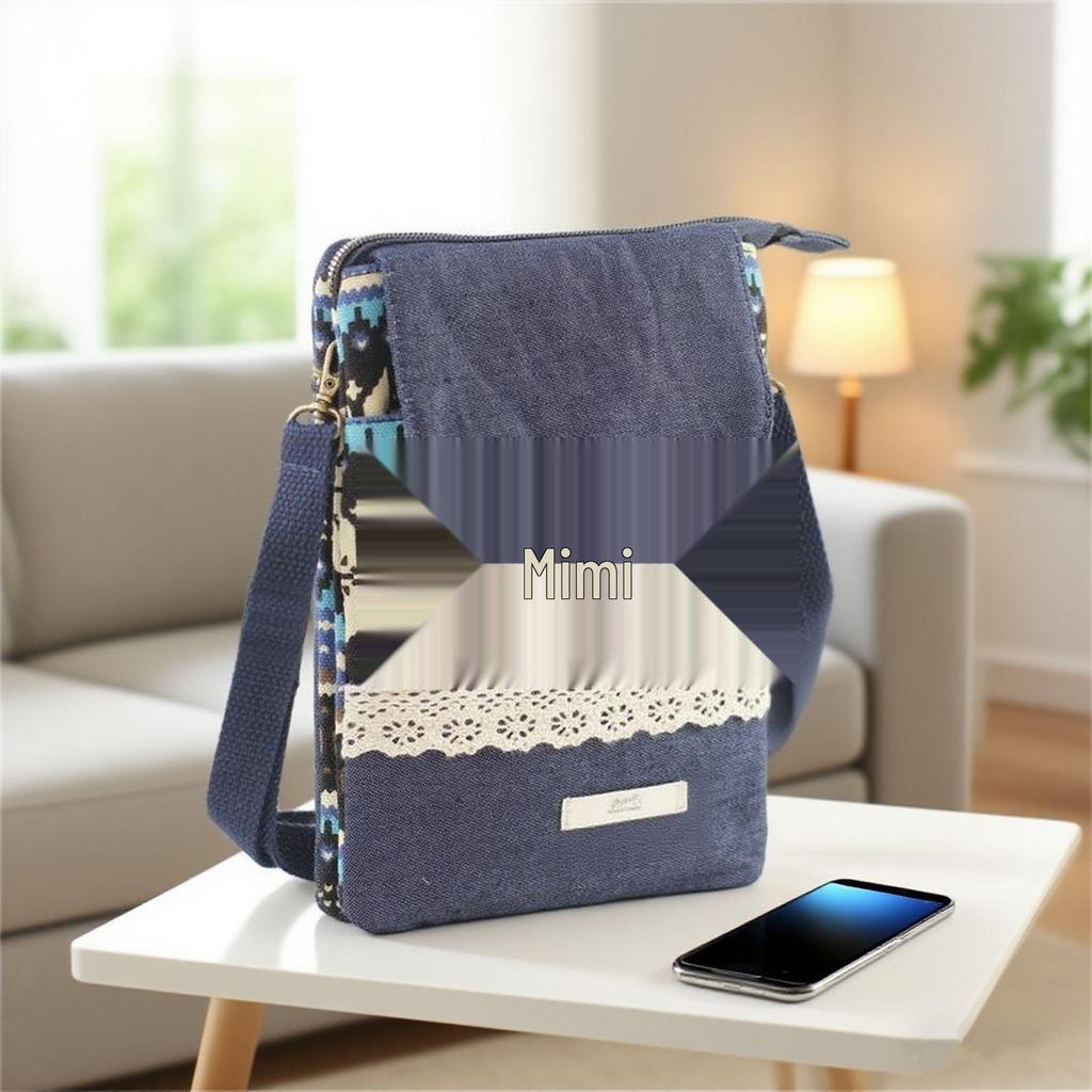 Ethnischer Stil Großbildschirm 5-lagige Baumwolle Damen Umhängetasche für Handy