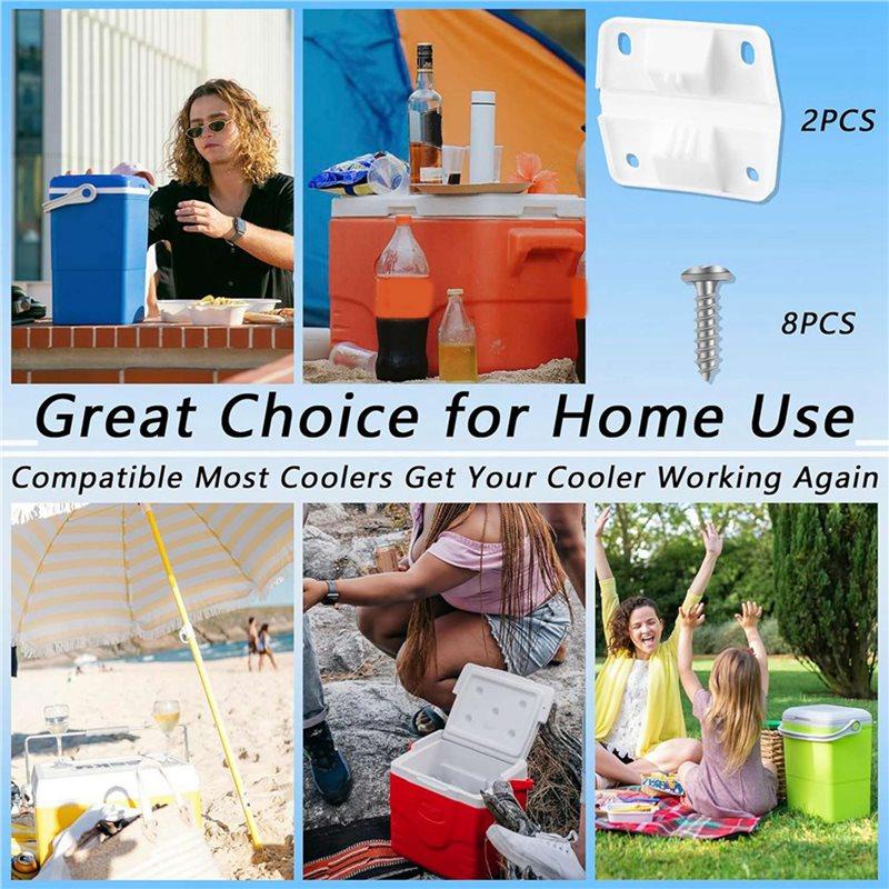 4 Pack Cooler Plastic Hinges With Screws Set, Cooler Hinges Replacement Parts, For Camping Coolers