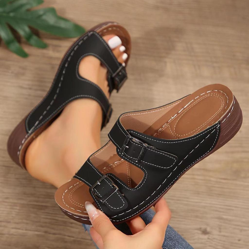 Nuove Pantofole con Zeppa Tacco Alto Suola Spessa Vuote Tinta Unita Pantofole da Donna Casual e Leggere Pantofole da Donna Grandi