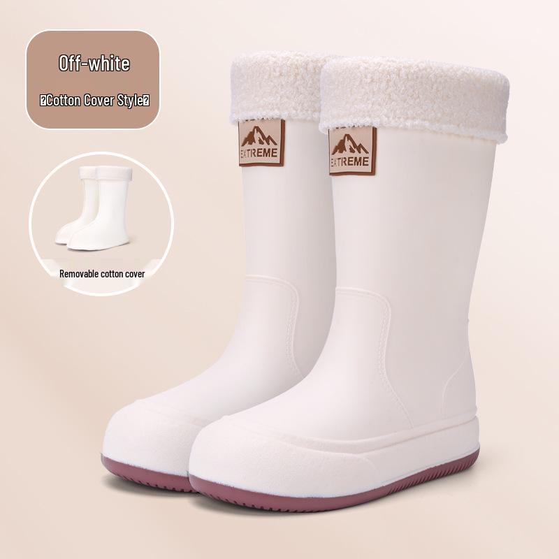 Women's High-Top Non-Slip Velveteen-Lined Waterproof Rubber Rain Boots