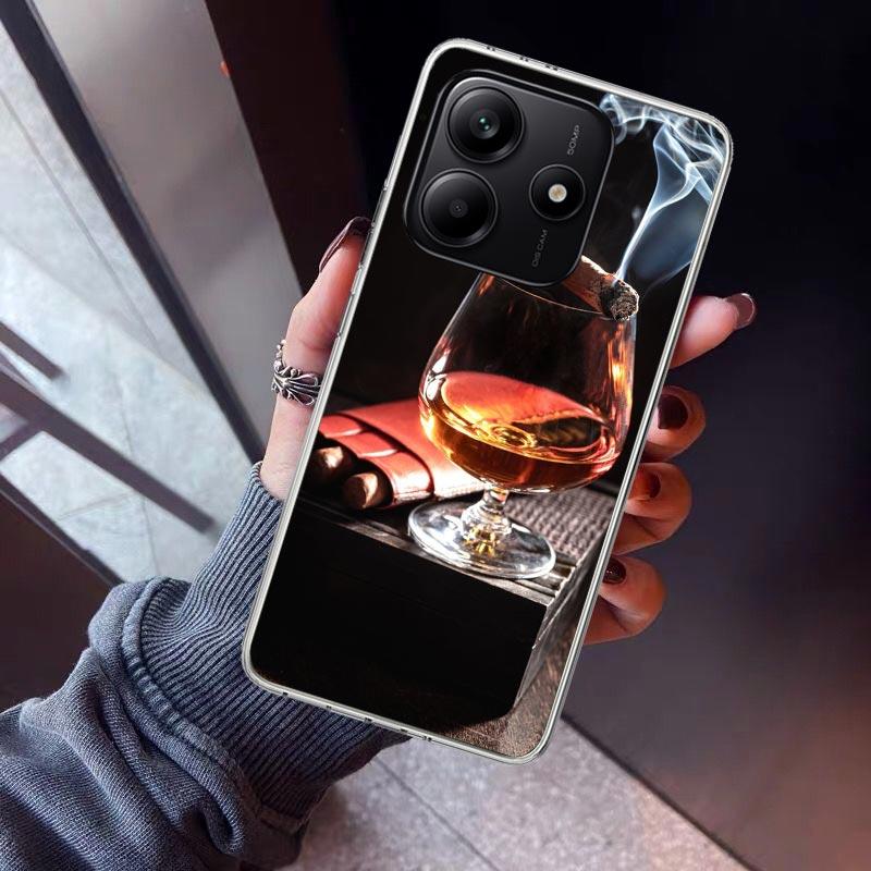 

Cigar Whiskey Ice Drink Phone Case For Xiaomi Redmi Note 15 14 14S 13 12S 12 Pro Plus 11S 11 10S 10 4G Cover 11E 11T 5G Print Fu Note 14 Pro Plus