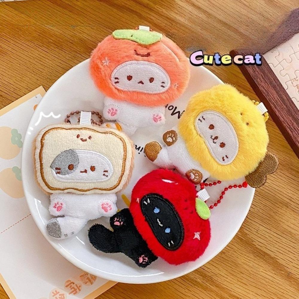 Non-Toxic Cute Plush Kitten Keychain Pendant Versatile Backpack Pendant Creative Cat Doll Pendant Bag Trinket Cartoon Children Gift