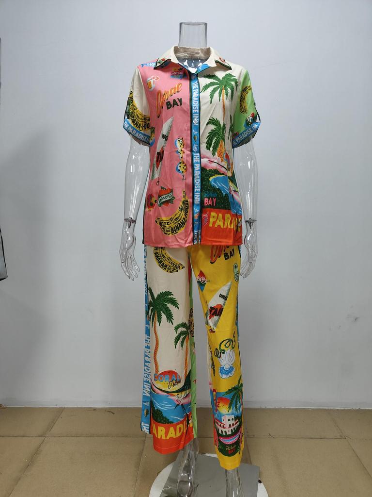 Moda Femenina Primavera 2026: Traje Informal de Pantalón Largo con Bolsillos y Estampado Color Block