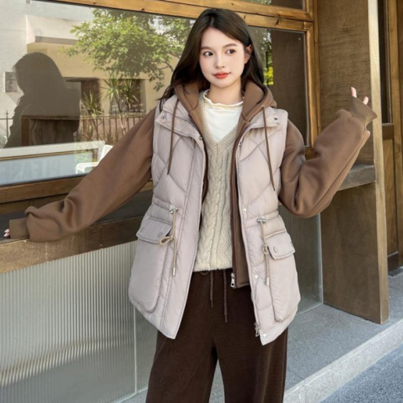 

Сращенное двухпредметное хлопковое пальто для женской зимы, новое стеганое хлопковое пальто с капюшоном для женщин, утолщенная приталенная куртка M хаки