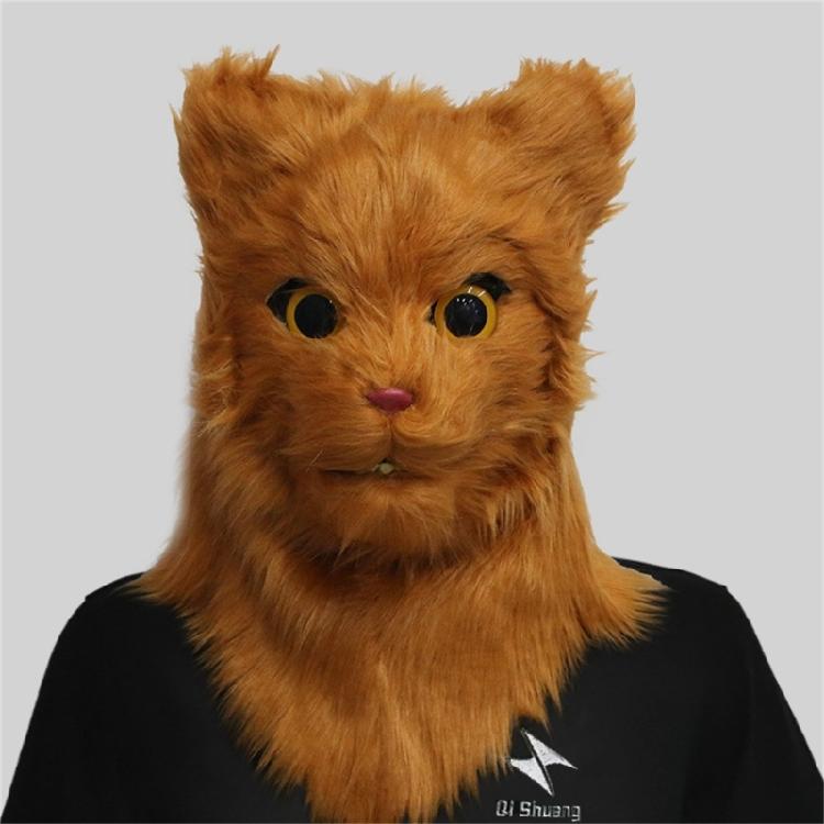 Maschera da Gatto Realistica con Bocca Mobile Maschera Animale con Testa Mobile Costume Cosplay