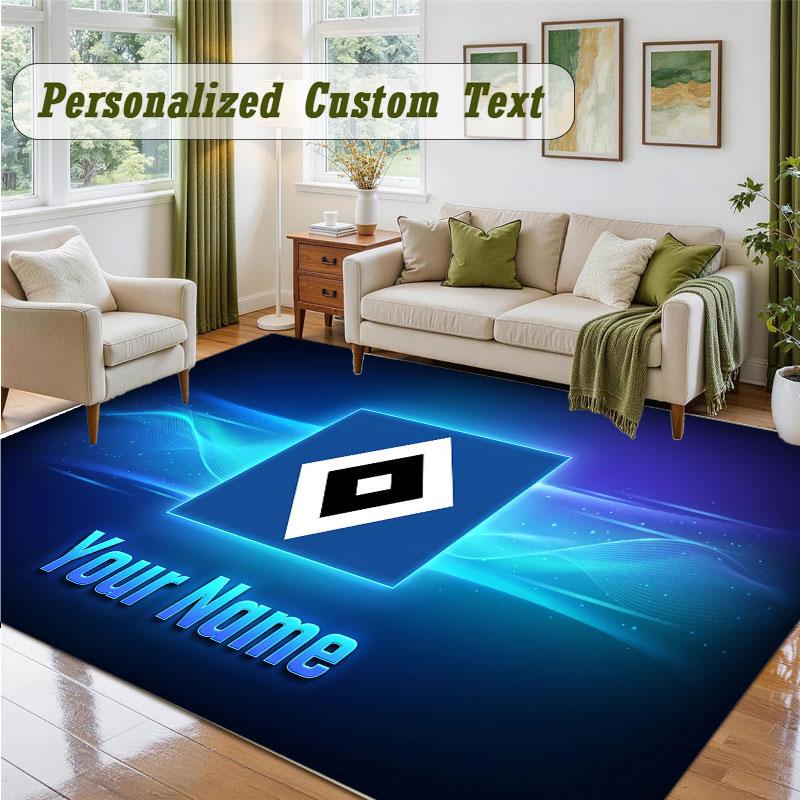 Crystal Velvet Square Rug Custom NameHamburger SV Pattern Non Slip Home Floor Decor Rug