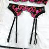 Embroidered Lace Lingerie Set: 4-Piece Transparent Bra & Panties