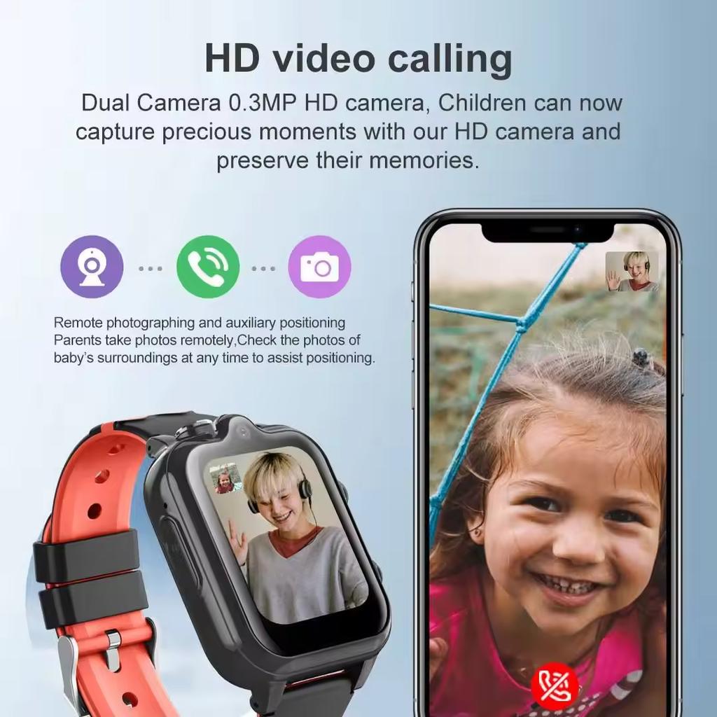 D35 Hot Sale Dual Cameras 4G Kids Smart Watch with Calling Lbs SOS Wifi Location Video 1.69 Large Screen Smart Watches for Kids
