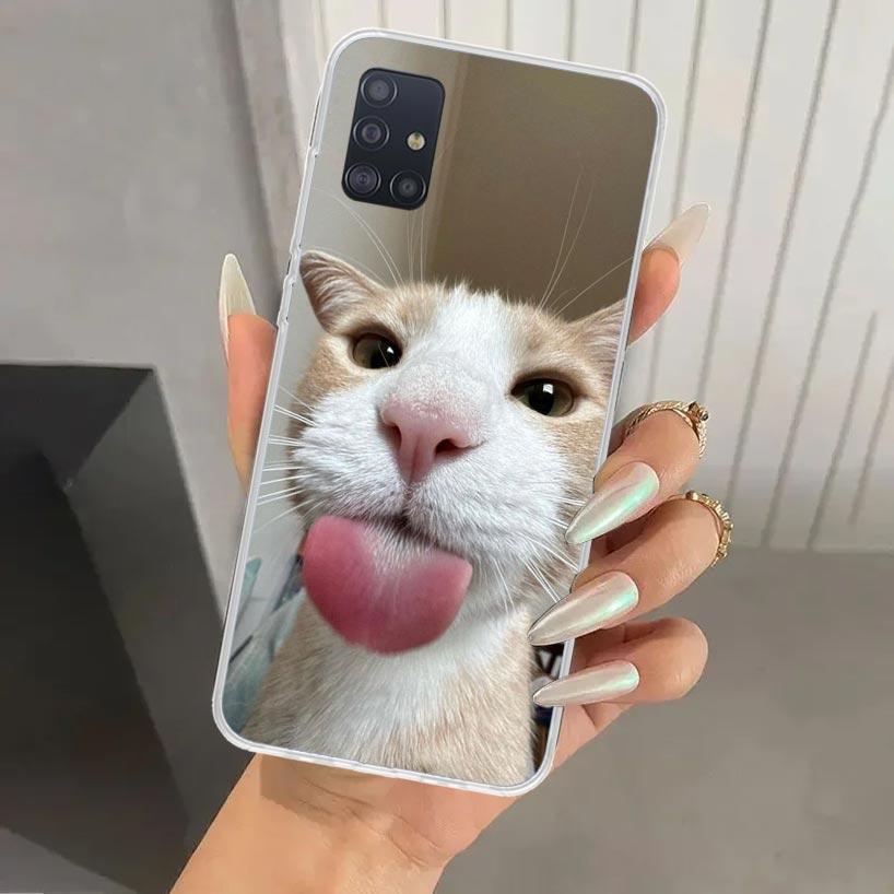 Pet Cat Funny Memes Phone Case for Samsung Galaxy A52 A32 A22 A12 A02S A50S A30S A10S Note 20 Ultra 10 Plus S10 A31 A20 A71 A72