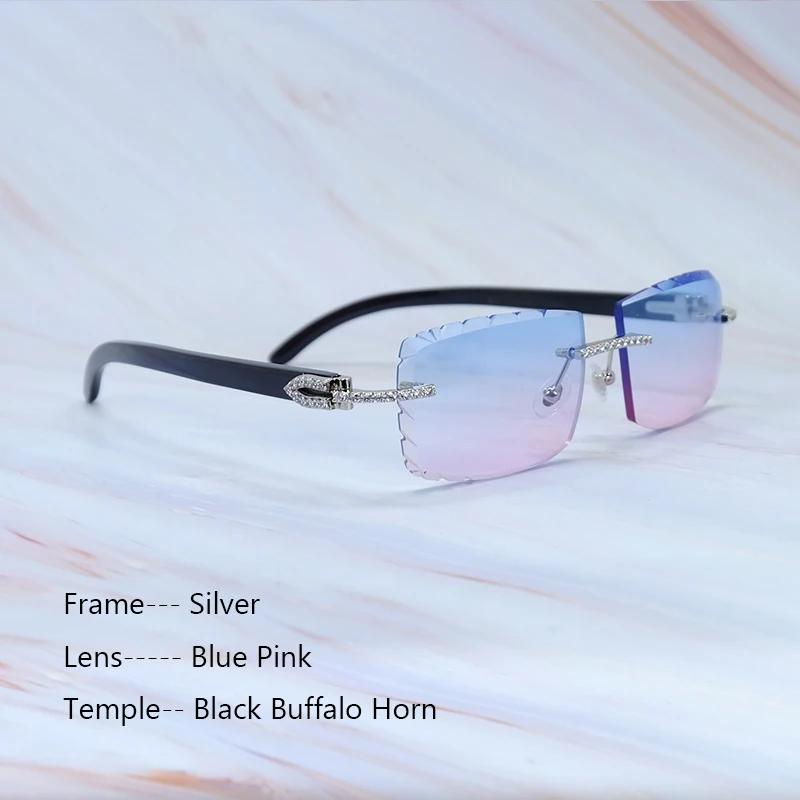 Buzlu Out Güneş Gözlükleri Elmas Kesim Şık Rhinestones Carter Siyah Manda Boynuzu Lüks Gözlük Vintage Güneş Gözlükleri Y2K Dekorasyon