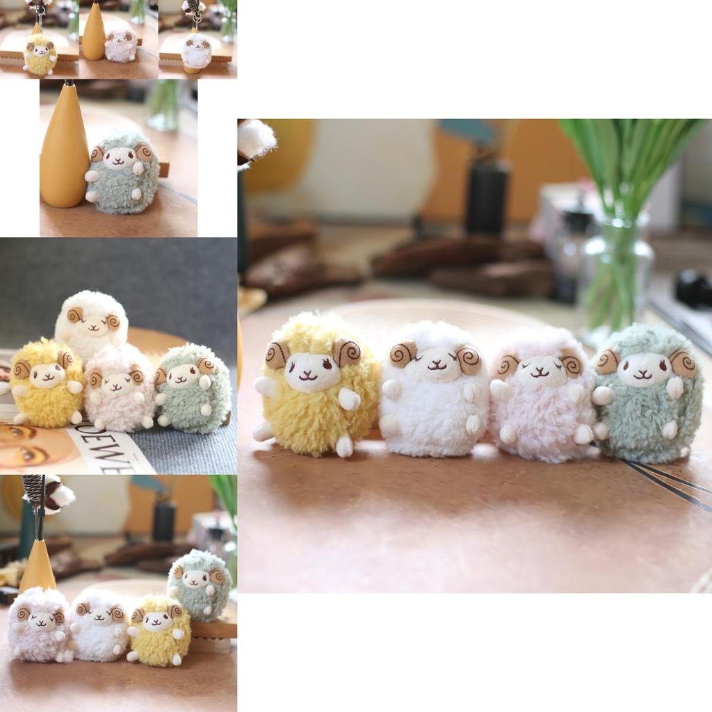 Adorable Fluffy Sheep Plush Keychain Cute Soft Stuffed Animal Bag Charm Toy