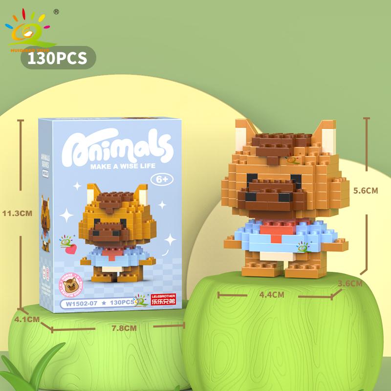 HUIQIBAO Mini Drăguț Anima Micro Blocuri de Construcție 3D Model Diamant LION Cărămizi DIY Jucării de Construcție Oraș pentru Copii Cadou