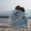 Wave Texture Pattern Printed Blanket for Sofa Bed Travel Camping Living Room Office Conditioning Blanket for All Seasons Gifts