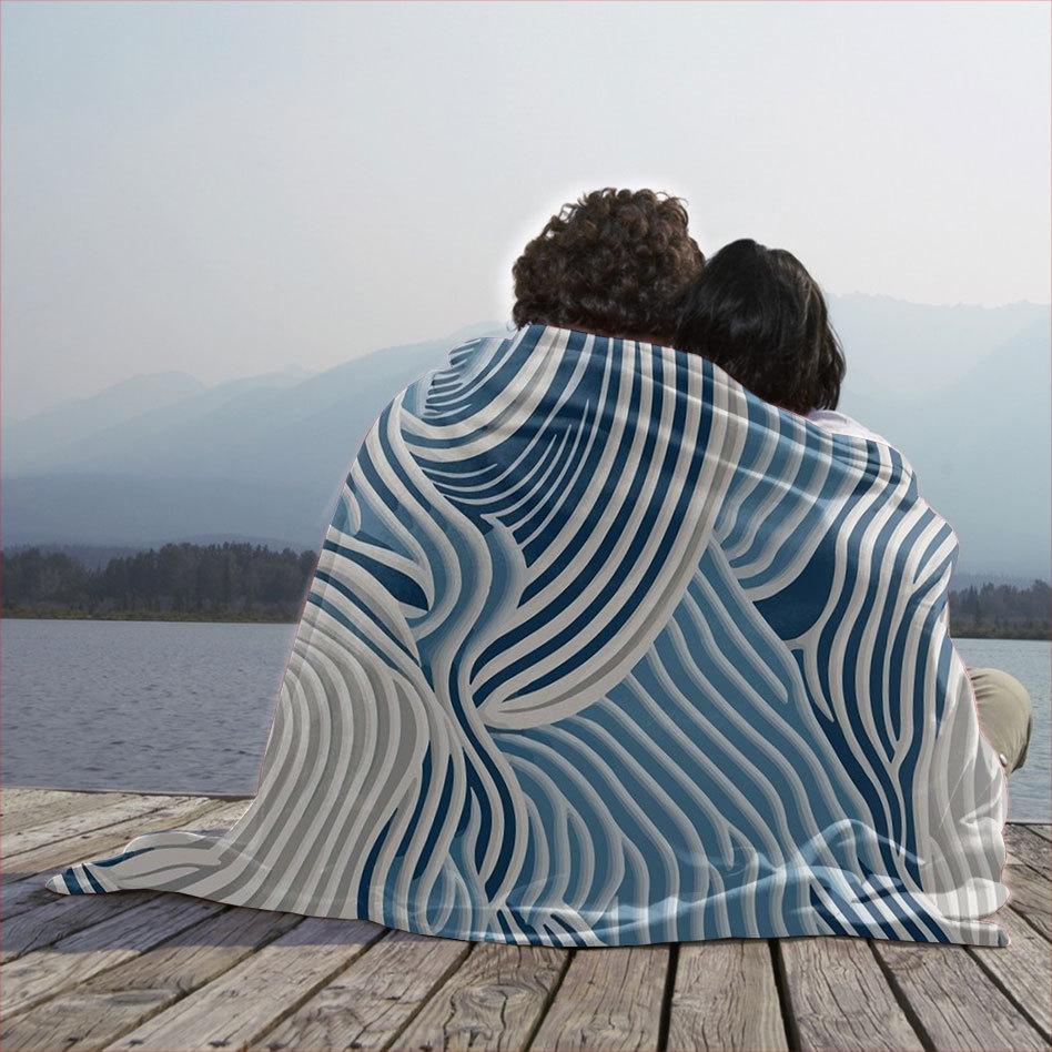 Wave Texture Pattern Printed Blanket for Sofa Bed Travel Camping Living Room Office Conditioning Blanket for All Seasons Gifts