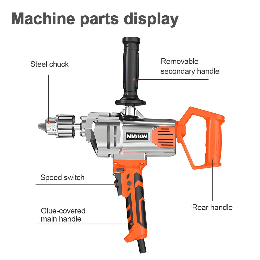 Multi-Functional Mortar Mixer Drill Machine High-Power Water Drilling Machine Handheld Mixing Drill Putty Mixing Electric Drill