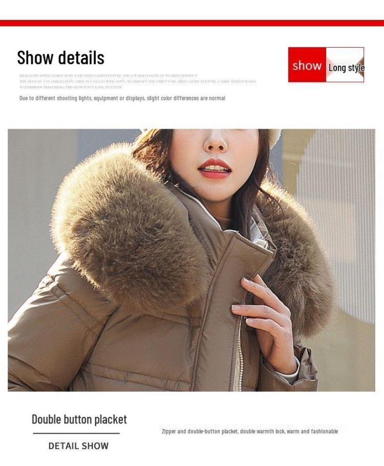 Warm Winter Fashion Jacket  Women Long Slimming Cotton Coat with Fur Collar Thickened