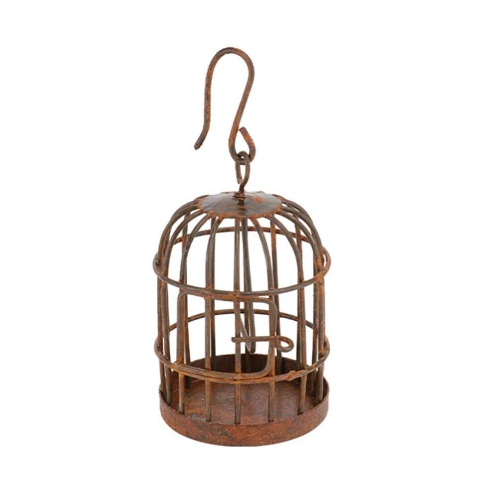 Layout Model Dollhouse Fence Rusty Red Dollhouse Hanging Birdcage Bonsai Ornament