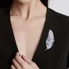 Elegant Vintage Diamond Feather Brooch for Women - Light Luxury Lapel Pin Jewelry