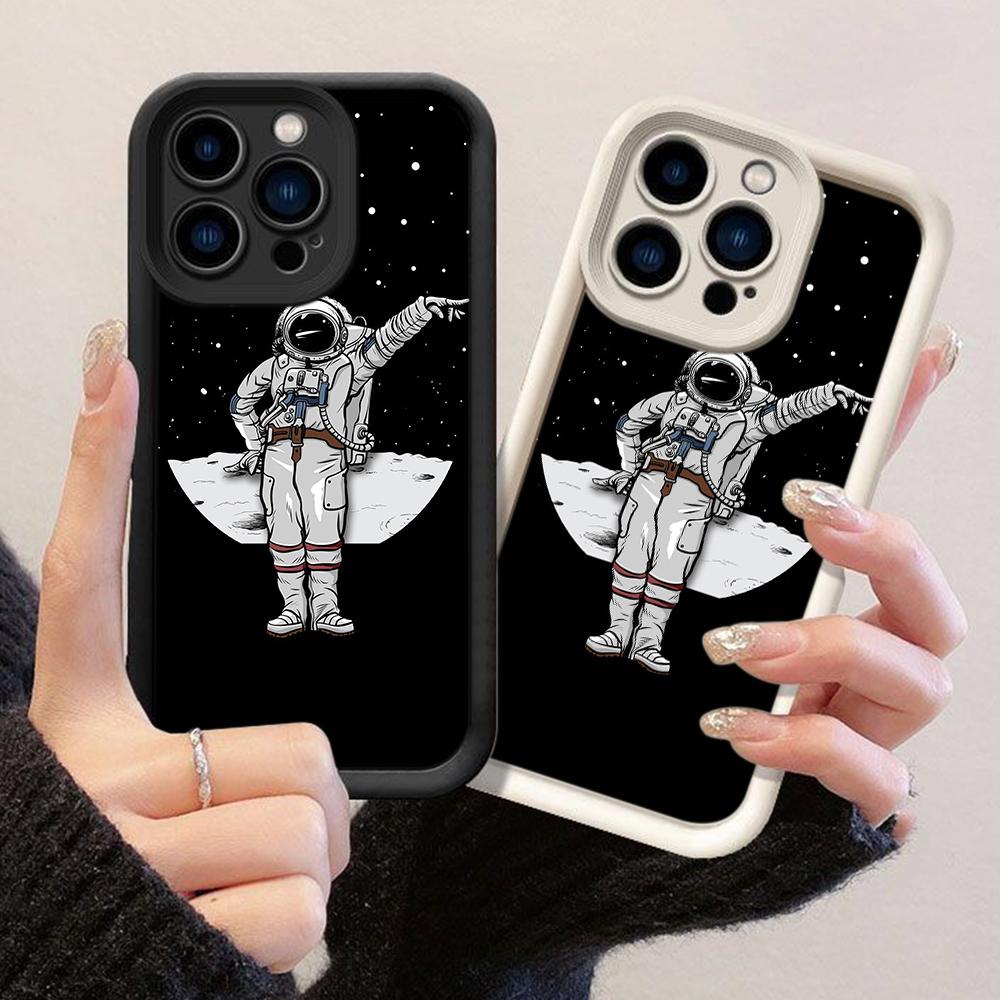 JT31 Astronaut First Man On Moon Landing Phone for for iPhone 17 Pro Max Samsung S26 A17 A16 A07 Xiaomi 15T Redmi Note 14 Pro Plus Soft TPU Case Cover